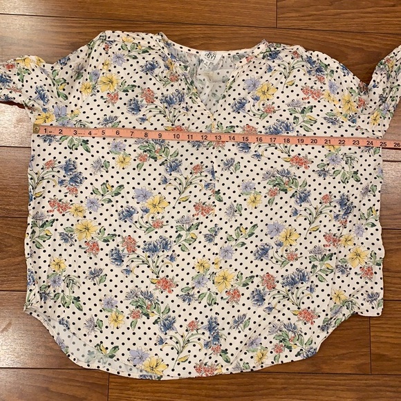 Anthro dRA Los Angelos White Polka Dot Floral Shirt - Picture 8 of 13